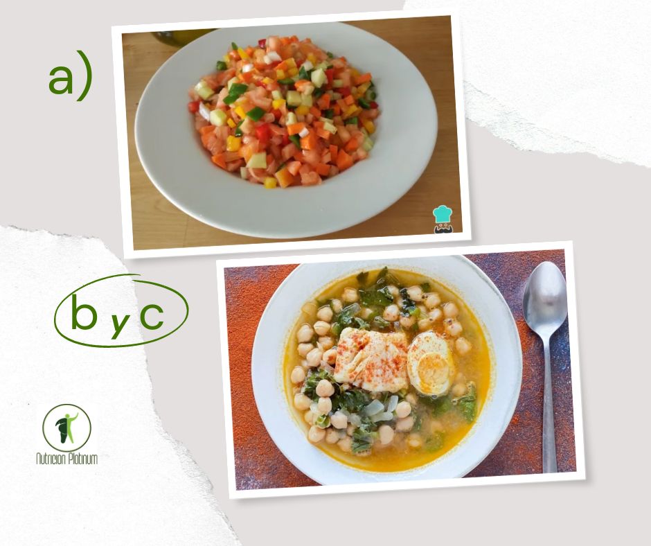 Pipirrana con potaje de bacalao